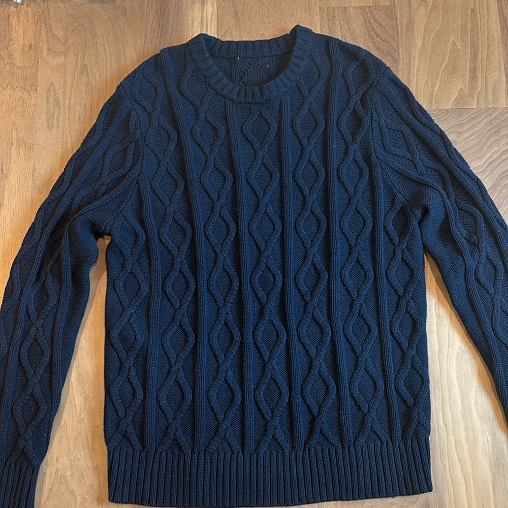 Navy Blue Cable Knit Sweater